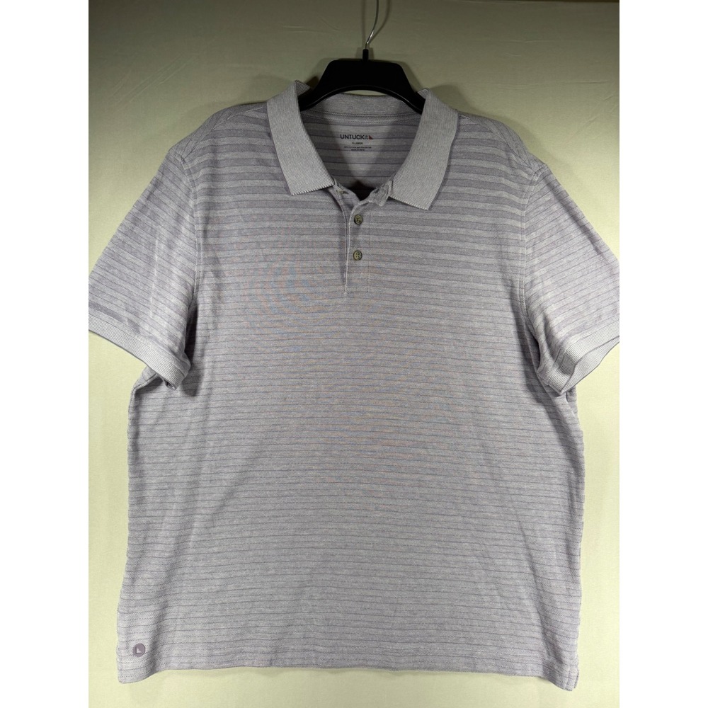 UNTUCKit Lucca Mens Purple Striped Polo Shirt Short Sleeve Regular Fit XL 41823